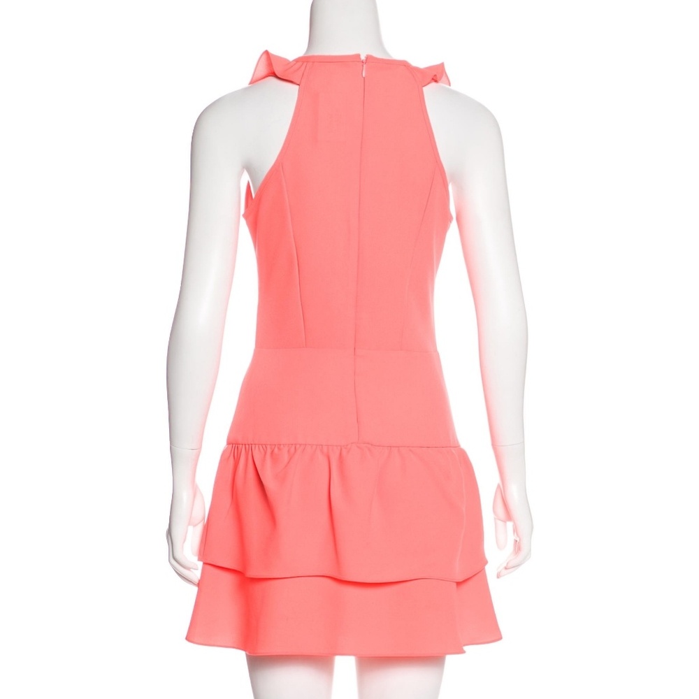 MAJE Ruffle Trimmed Coral Mini Dress, Sz T1 - Picture 2 of 7
